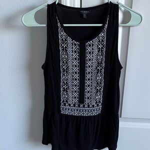 Lucky Brand Black Embroidered Women's Tank Top